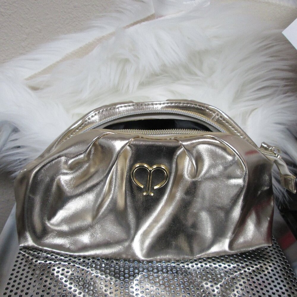High End Gold Zippered make up bag Rouched